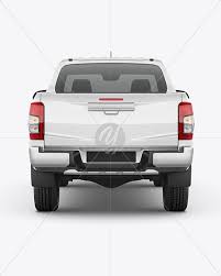 Pickup Truck Mockup Back Half Side View High Angle Shot In Vehicle Mockups On Yellow Images Object Mockups
