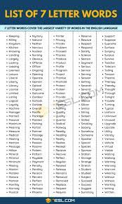 Many countries in europe have seven letters in their names. 7 Letter Words List Of 500 Common Seven Letter Words In English 7esl