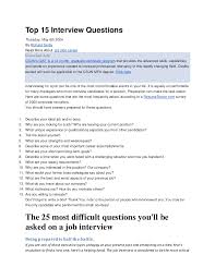 You can read them all, or click on a particular question from the list on the following pages to jump straight to it. Top Interview Questions