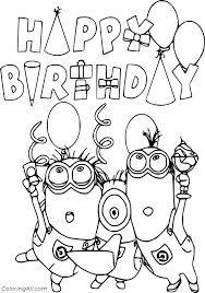 Who doesn't know minions, capsules and yellow creatures? Minions Wish Happy Birthday Coloring Page Coloringall