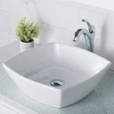 Find bathroom accessories at wayfair. Kraus Thin Ceramics Square Vessel Bathroom Sink With Faucet Wayfair In 2020 Bathroom Sink Sink Bathroom Sets