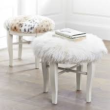 Glam Vanity Stool Fur Rific White Comfy Cushion Is Upholstered In Faux Fur And Filled With Plush Foam Vanity Vanitytable Vanity Stool Stool Bedroom Stools