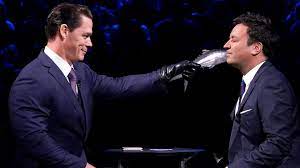 John Cena and Jimmy put a spin on the card game High or Low, where the  loser of each round gets smacked in the face with a real fish in Fish Slap!  |