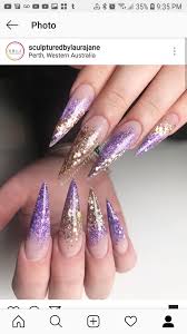 2020 popular 1 trends in shoes, beauty & health with purple stiletto and 1. Purple Gold Glitter Stiletto Purple Nail Designs Purple Nails Get Nails