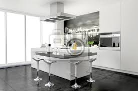 Natürlich würden sie ihre küche sauber und gut. Moderne Kleine Kuche Mit Theke Und Wandtattoo Wandbild Fototapete Fototapeten Arbeitsflache Kuchenschrank Innenraume Myloview De