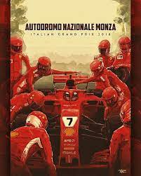 Unofficial F1 Ferrari Poster For The 2018 Italian Grand Prix At Monza Features Kimi Raikkonen In His Ferrari Sf Retro Poster Ferrari Poster Auto Racing Posters