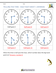 Math salamanders math worksheets education. Telling Time Worksheets O Clock And Half Past
