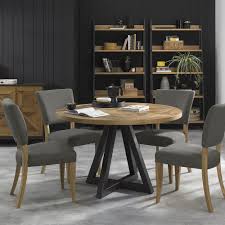 Find round kitchen tables in an array of styles, finishes and materials. Rustic Circular Dining Table Four Grey Dining Chairs Glasswells Bury St Edmunds Ipswich Suffolk