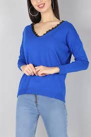 V Yaka Dantelli Bayan Triko Kazak 797k 27 95 Tl Trend Giysen Triko V Yaka Moda Stilleri