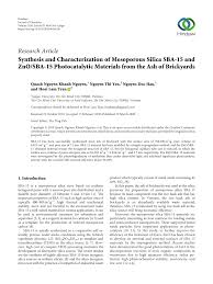 Việc giãn cách áp dụng từ 0h ngày 31/5. Pdf Synthesis And Characterization Of Mesoporous Silica Sba 15 And Zno Sba 15 Photocatalytic Materials From The Ash Of Brickyards
