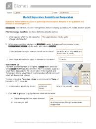 Start studying solubility and temperature gizmo quizlet. Landon Parker Copy Of Solubilitytemperaturese Docx Solution Solubility