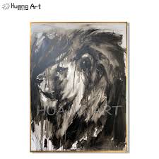 The contrast created by combining black and white shades is powerful and dramatic. Creative Art Original Animal Hand Painted High Quality Modern Lion S Side Face Oil Painting On Canvas Black White Lion Painting Buy Creative Art Original Painting Oil Paintings On Canvas Animal Oil Painting