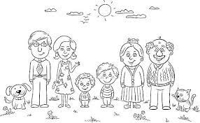 Pagina para colorir arvore genealogica vazia as criancas aprendem. Big Happy Family Outdoors Black And White Paginas Para Colorir Ilustracao De Familia Desenho Familia