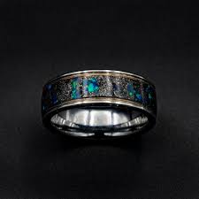 Meteorite Ring Decazi Opal Ring Wedding Band Mens Tungsten Mens Gold Wire Ring Gold Ring Band Gold Ring Band Tungsten Ring Men Unique Tungsten Wedding Bands Wedding Ring Bands Custom Tungsten Ring