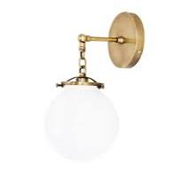 Betsy Wall Sconce, Brass and White Glass Globe
