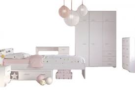 Zwei betten, viel stauraum und schöne farben: Kinderzimmer Galaxy Parisot 5 Tlg Bett Kleiderschrank Nachtkommode Schreibtisch Kommode Weiss Kindermoebel 24