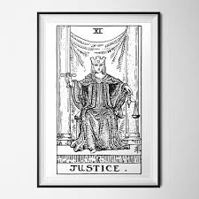 Black And White Tarot Deck Pdf Justice Print Tarot Card Poster Rider Waite Mystic Decor Etsy Justice Tarot Tarot Tarot Cards