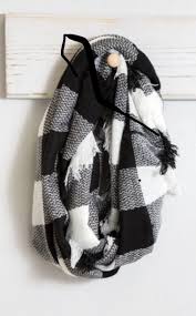 Black And White Checkered Scarf Black And White Check Infinity Scarf Checkered Scarf Black And White Scarf Checks Fashion