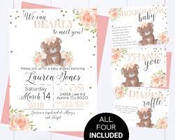 Bear Floral Baby Shower Invitation We Can Bearly Wait To Meet Etsy Floral Baby Shower Floral Baby Shower Invitations Baby Shower Invitations