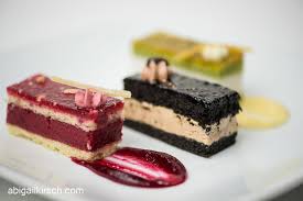 Trio Of Ice Cream Sandwiches Chocolate Espresso Coffee Caramel Sauce Pistachio Coconut Lemon Creme Anglaise Black Curra Desserts Caramel Coffee Berry Coulis