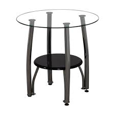 It has some distressed areas to brass to give that industrial feel. 86 Off Ashley Furniture Ashley Furniture Round Glass And Black End Table Tables