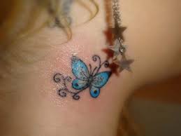 25 Tattoos For Women Meaningful And Gorgeously Appealing Butterfly Tattoo Designs Blue Butterfly Tattoo Neck Tattoo