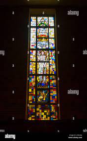 Stained Glass Window Of Trinity Chapel At 885 Centre Street In Boston College Law School Newton Campus In City Of Newton Massachusetts Ma Usa Stock Photo Alamy