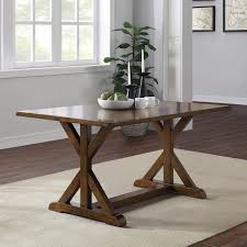 I fell in love with the table below. Better Homes Gardens Granary Modern Farmhouse Dining Table Dark Brown Walmart Com Walmart Com