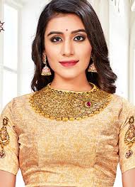 Faux Chiffon Brown Classic Designer Saree buy online -