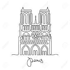 Paris Notre Dame De Paris One Line Vector Illustration Vector Illustration De Paris Paris