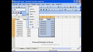 forecast function in ms excel