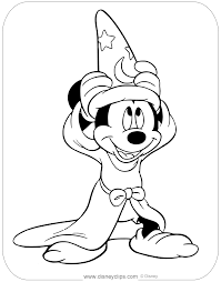 Coloring Page Of Mickey Mouse Putting On The Sorcerer S Hat From Fantasia Disney Mi Disney Coloring Sheets Mickey Mouse Coloring Pages Mickey Mouse Drawings