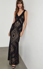 Fringe Trimmed Flared Gown Black Shop White Dresses Shop Casual Dresses Dresses