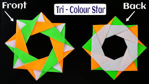 How To Make A Modular Paper Tri Coloured Star For New Year Origami Colour Star Origami Cultural Crafts