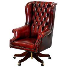 Handy living archie turquoise and tan striped fabric wingback chair and ottoman set (1) model# a138123. Bevan Funnell Presidents Oxblood Leather Swivel Wingback Office Chair At 1stdibs