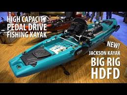 Motorized and pedal drive fishing kayaks are modern designs of a kayak that vary considerably from the traditional paddled kayak. New Jackson Big Rig Hdfd Pedal Drive Fishing Kayak Icast 2018 Field Trips With Robert Field Youtube In 2021 Kayak Fishing Kayaking Jackson Kayak
