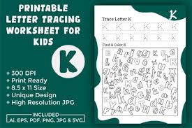 Cut and paste words with the letter a from magazines or newspapers. Letter Tracing Worksheet For Kids K Grafik Von Creatohub Creative Fabrica