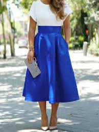 Jolie jupe patineuse réalisée avec un tissu en polyester à fleurs sur fond gris. Jupe Mi Longue Patineuse Culotte Haute Elegant Femme Bleu Jupes Bas