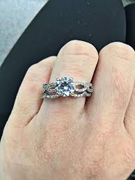 14k White Gold Infinity Engagement Ring With Matching Wedding Band Engagement Ring Diamond Accent Engagement Rings Infinity Engagement Ring Engagement Rings
