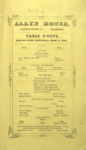 Hotel And Restaurant Menus Of The 1850s And 1860s Menu Restaurant Menu Beef Ribs