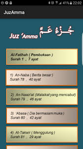 Hi, there you can download apk file alquran 30 juz 114 surah for android free, apk file version is 1.0 to download to your android device just click this button. Juz Amma For Android Apk Download