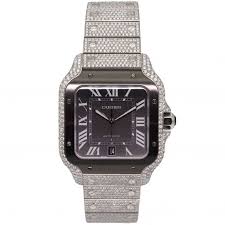 Wssa0006, the black model, comes with a calfskin strap and has the sportiest feel, and its red second hand creates a stark contrast with the black watch. Santos Stahl Iced Out Wssa0037 Cartier