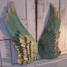 Angel Wings Turquoise Distressed Metal Wall Decor Rusted Accented Gold Home Hanging Decoration Anita Spero Angel Wings Wall Decor Angel Wings Wall Angel Wings Wall Sculpture