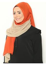 Iki Renk Sifon Sal Turuncu Bej Argite Esarp Kod 0970021258 34 90 Tl E Burdayokyok Com Esarp Sal Bej