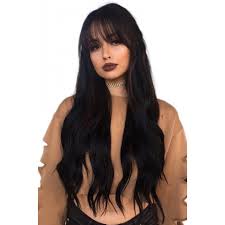 Hairstyles for black men with long hair: Black Long Straight Hair With Bangs Anatomic 360 Lace Wigs 150 Thick Density Pre Plucked Hairline Premierlacewigs Com