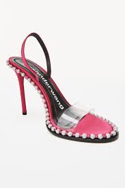 Needs some tlc on heels. Alexander Wang Satin Nova Crystal Sandal In Hot Pink Pink Lyst