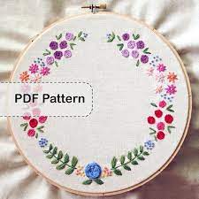 Chloe redfern makes hand embroidered hoop art and produces pdf embroidery patterns. Floral Wreath Embroidery Pattern Pdf Etsy Hand Embroidery Hand Embroidery Patterns Folk Embroidery