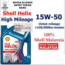 Shell helix high mileage helps protect high mileage engines from the formation of sludge and engine deposits. Original Shell 15w 50 15w50 15w 50 Helix High Mileage Semi Synthetic Minyak Hitam Engine Oil 4l Shopee Malaysia