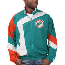 Find the latest miami dolphins jackets and fleeces at fansedge today. Men S Starter Aqua White Miami Dolphins Throwback Star Full Zip Jacket