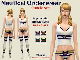 All games, sims 2, sims 3, sims 4. Mod The Sims Nautical Underwear Female Set Top Briefs And Stockings
